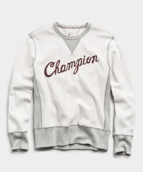 Champion Cursive Sweatshirt in Alabaster