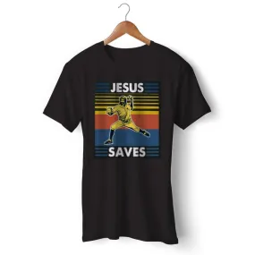 Christian T-Shirt <br> Jesus Saves Baseball