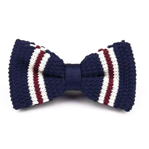 Classy Men Knitted Bow Tie Navy/White