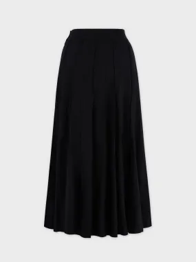 Cotton Pleated Skirt-Black