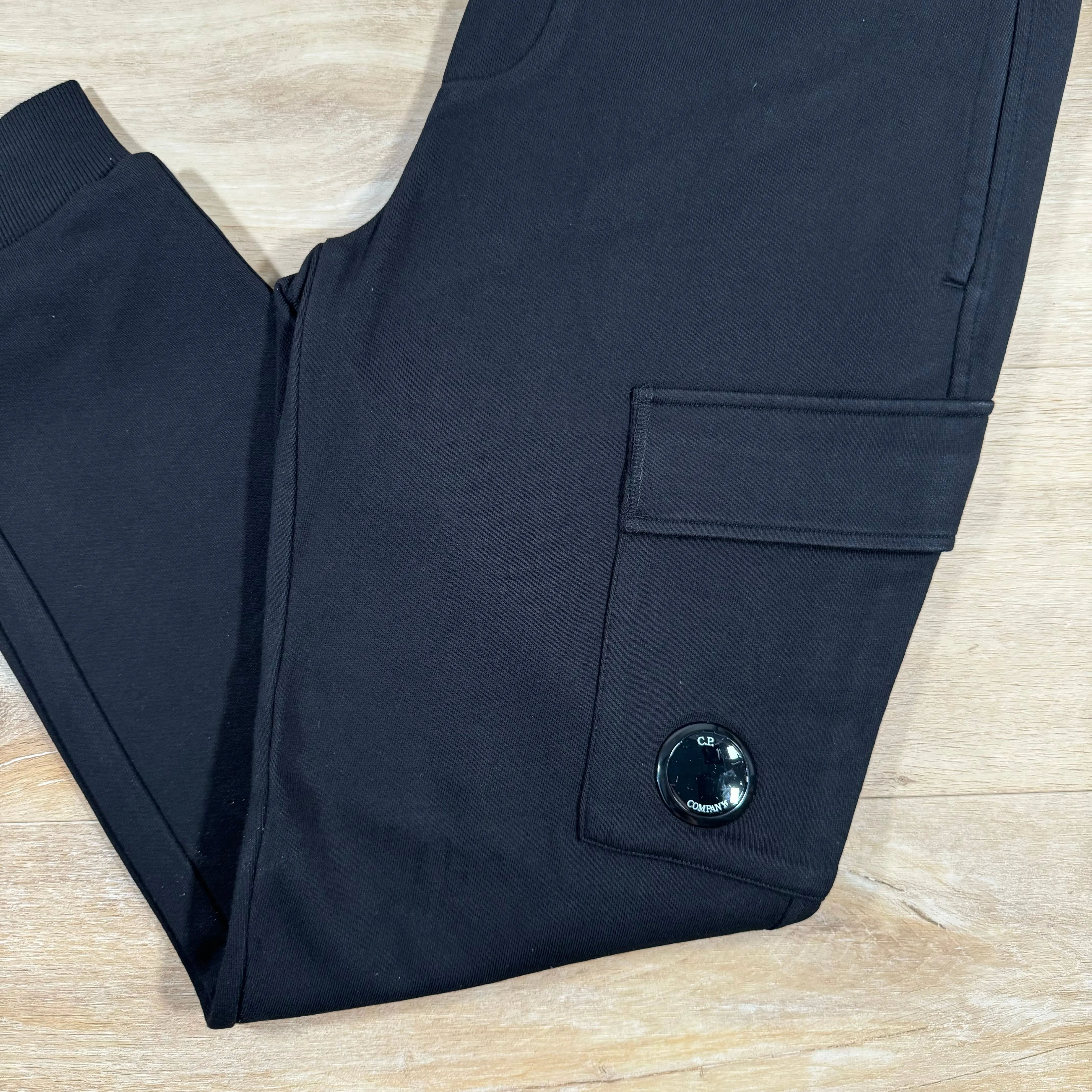 C.P. Company Diagonal Raised Lens Sweatpants in Black