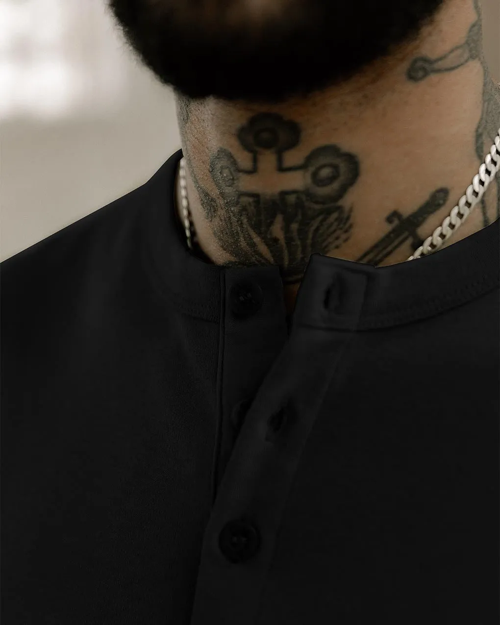 Crafted Heavyweight Henley - Black