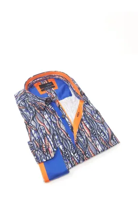 Currents Print Button Down Shirt W/ Trim