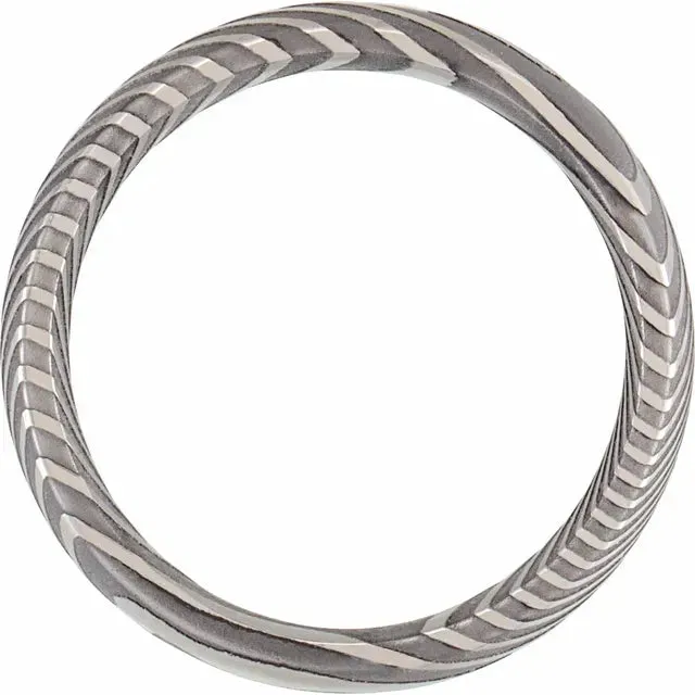 Damascus Steel Dome Shape 6 mm Patterned Comfort Fit Band