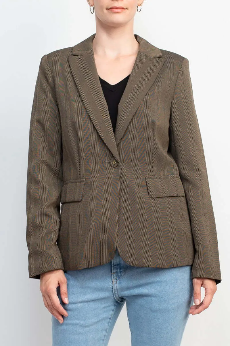 Danillo Notched Collar One Button Long Sleeve Solid Gabardine Blazer