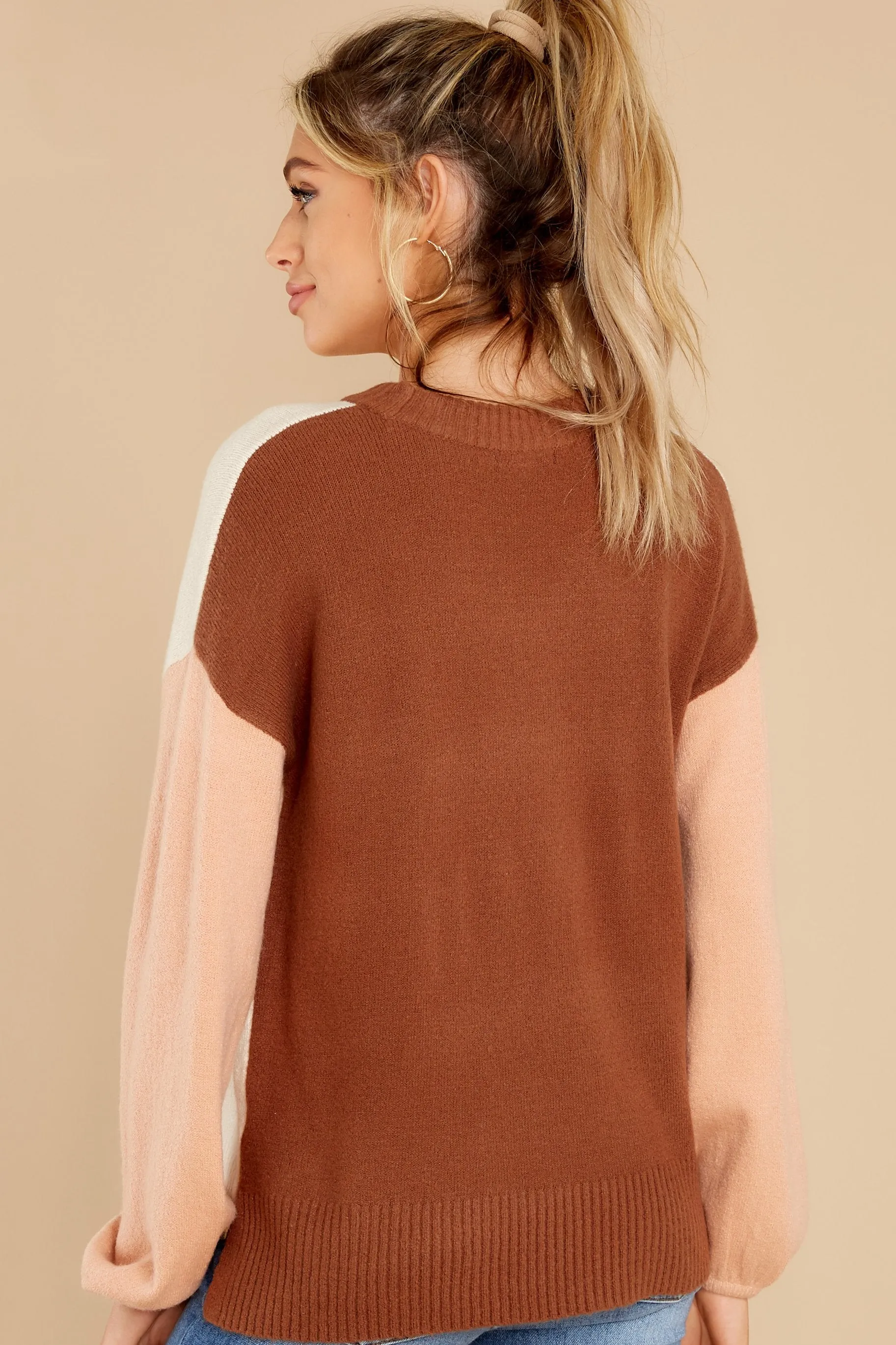 Deeply Cherished Taupe And Rust Sweater