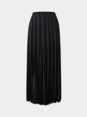 Denim Pleated Skirt-Black Denim