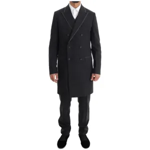 Dolce & Gabbana Elegant Gray Double Breasted Wool Suit