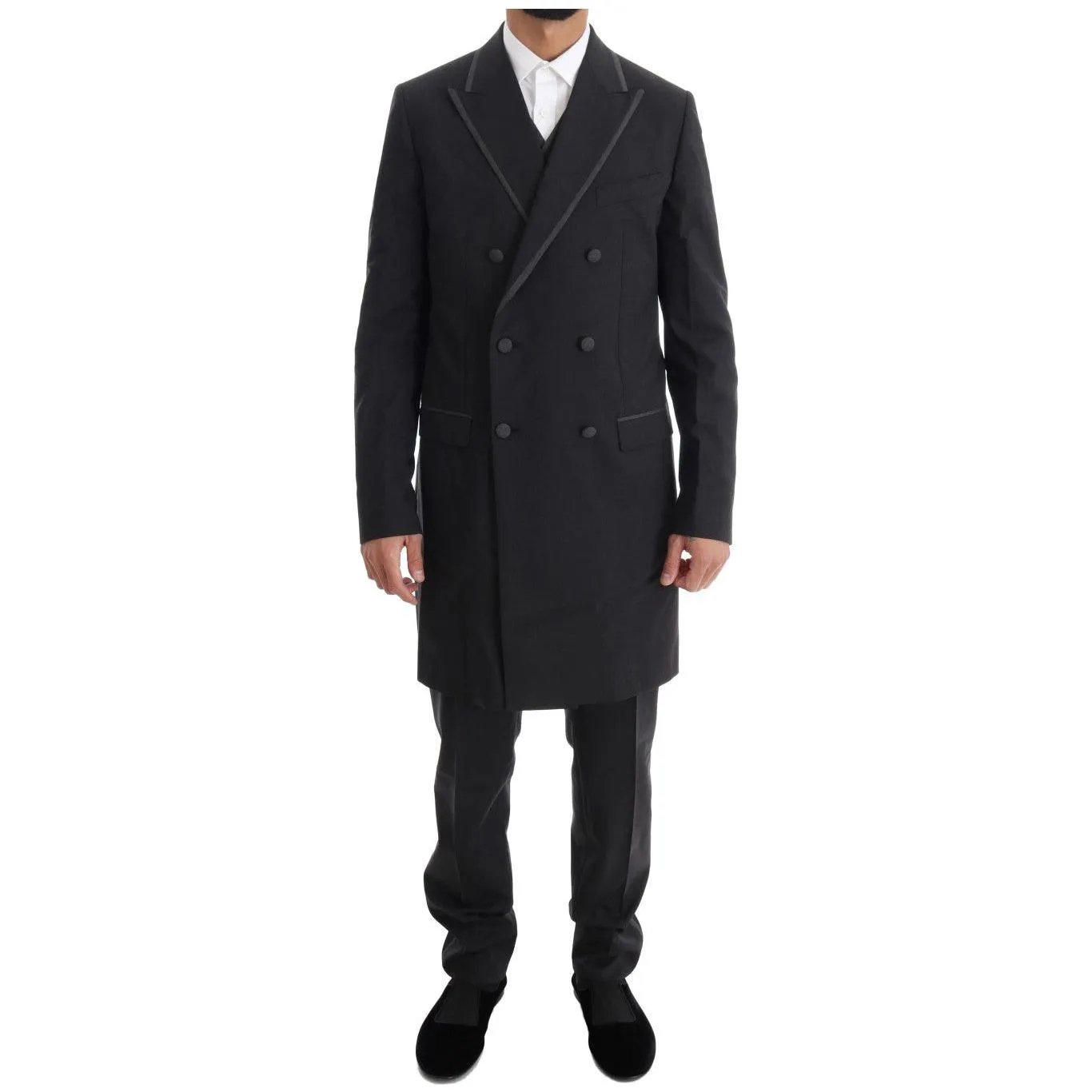 Dolce & Gabbana Elegant Gray Double Breasted Wool Suit