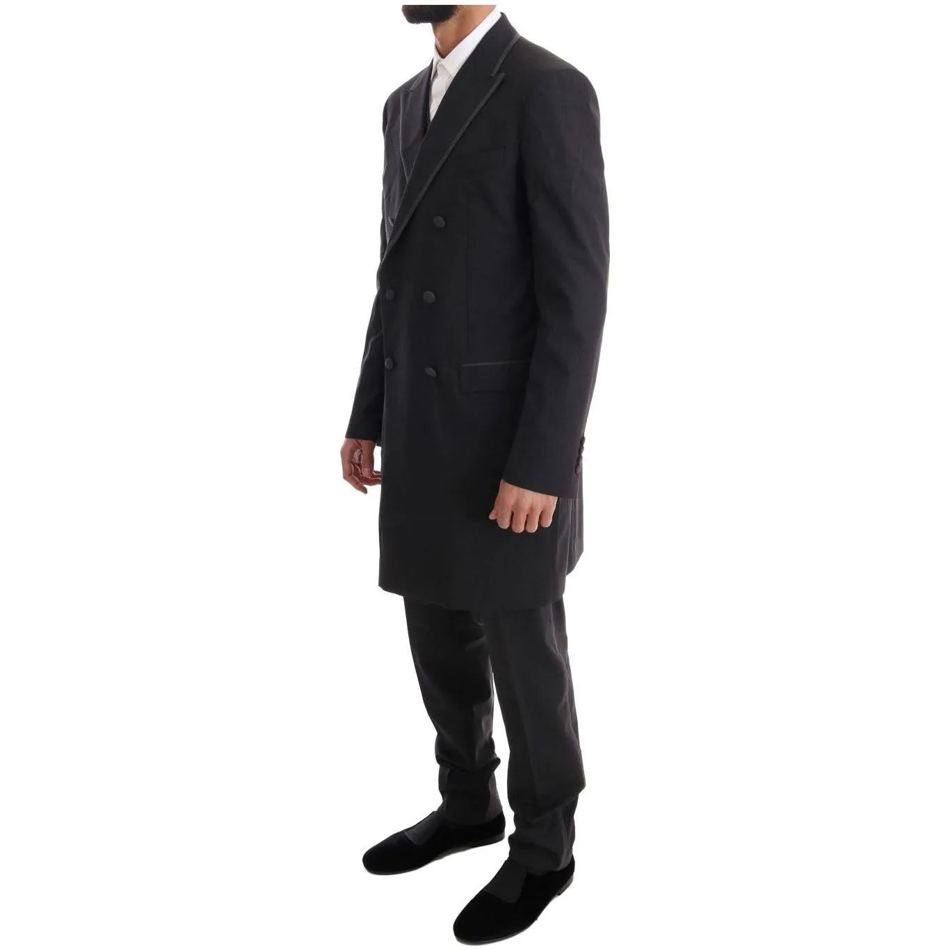 Dolce & Gabbana Elegant Gray Double Breasted Wool Suit