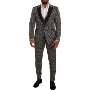 Dolce & Gabbana Elegant Martini Black Check Three-Piece Suit