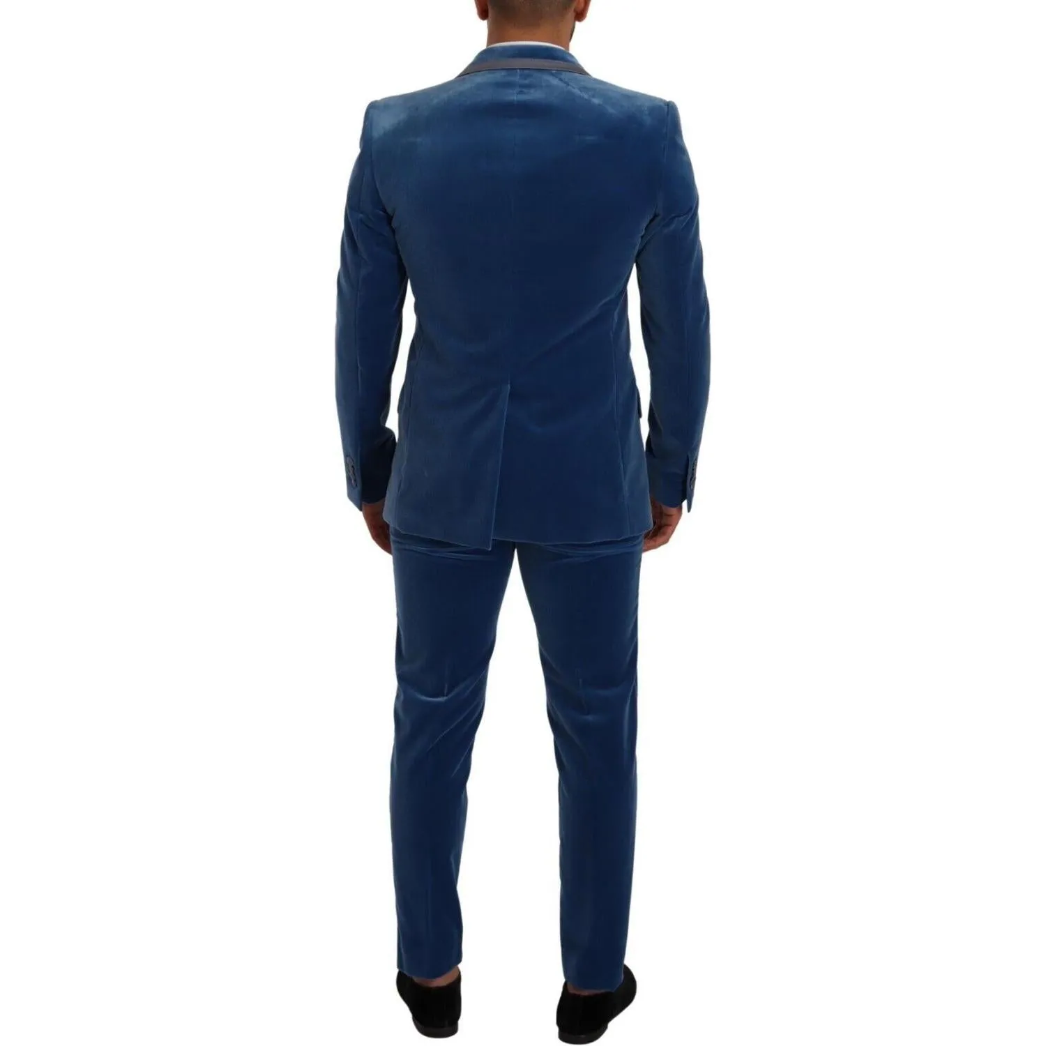 Dolce & Gabbana Elegant Velvet Blue Slim Fit Suit