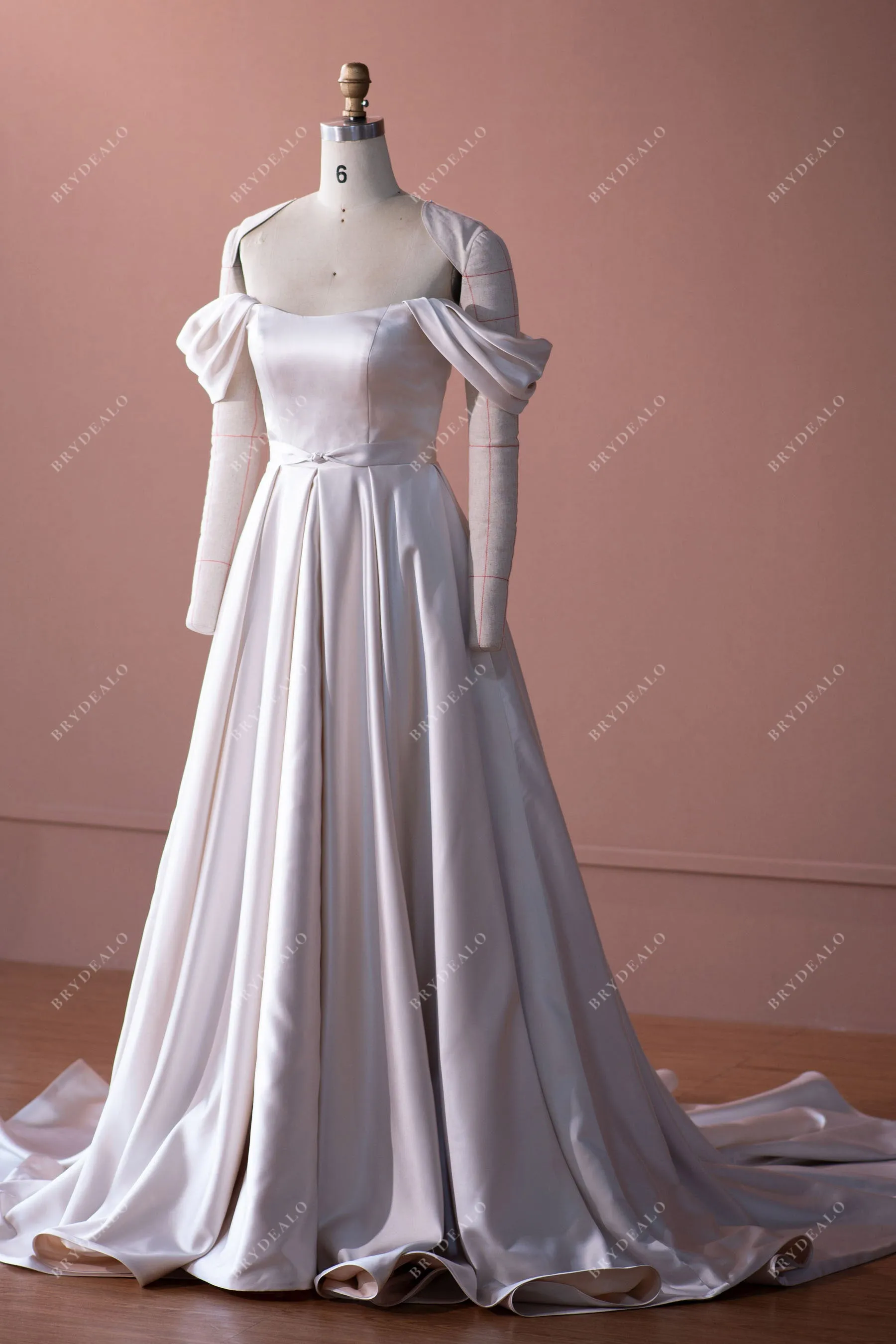 Elegant Off Shoulder Satin A-line Wedding Dress