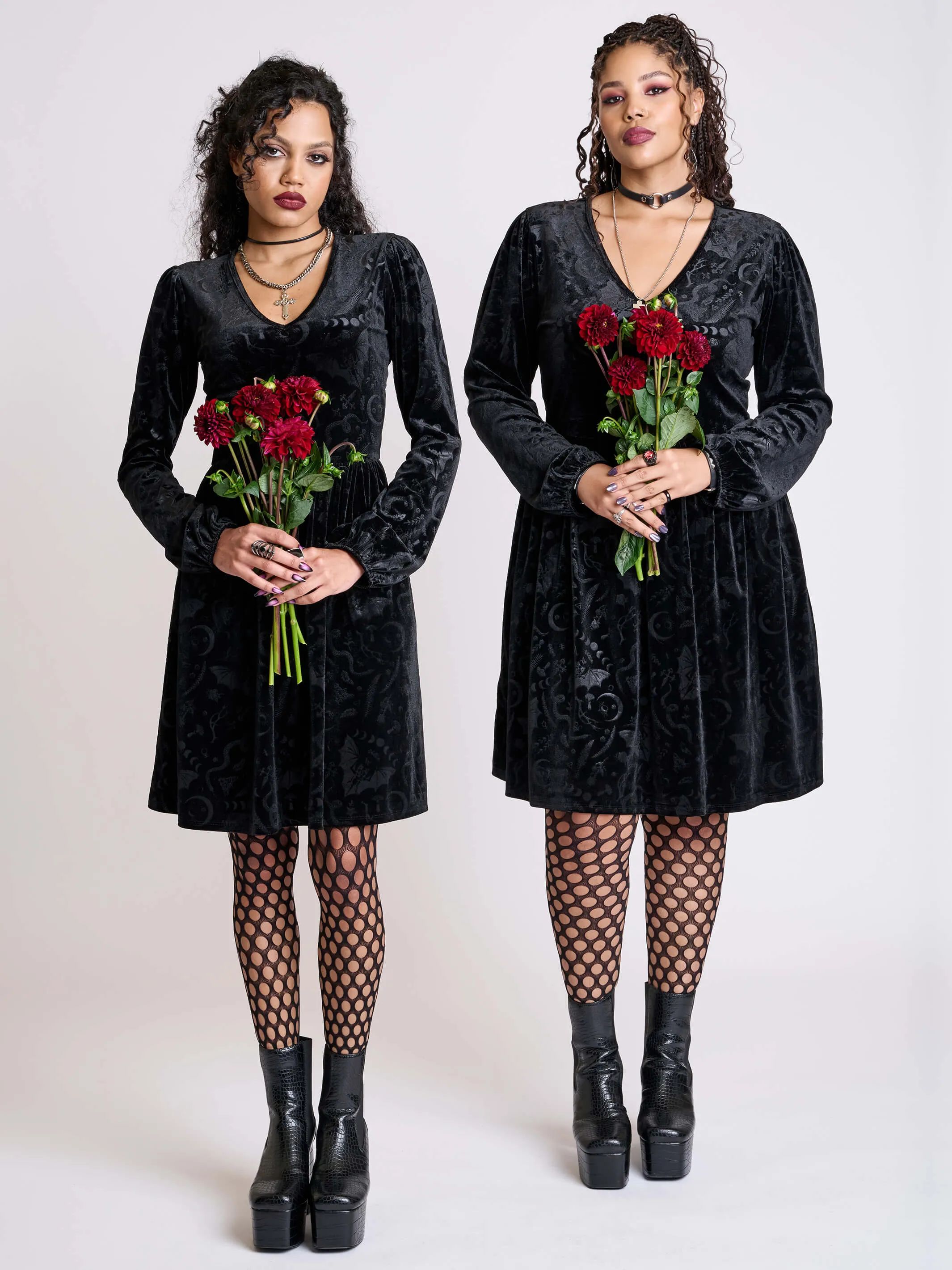 Embossed velvet dress