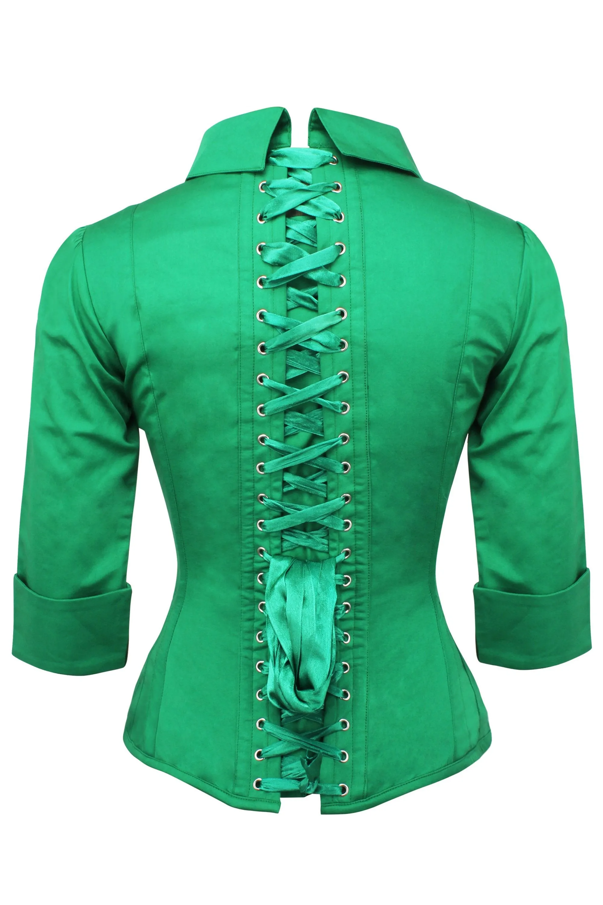 Emerald Green Cotton Corset Shirt