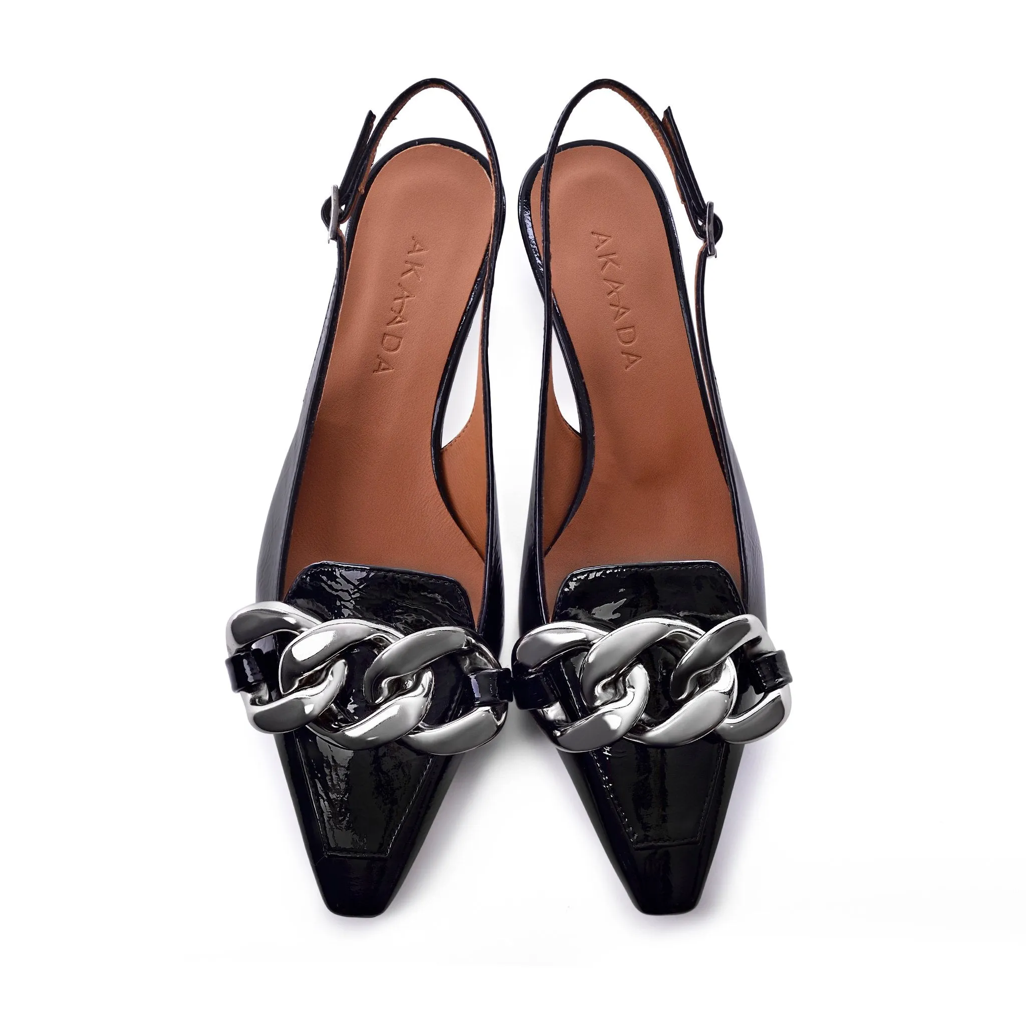 Erity Black Naplak Slingback Pumps