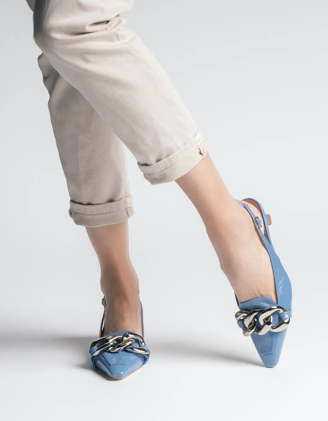 Erity Light Blue Naplak Slingback Pumps