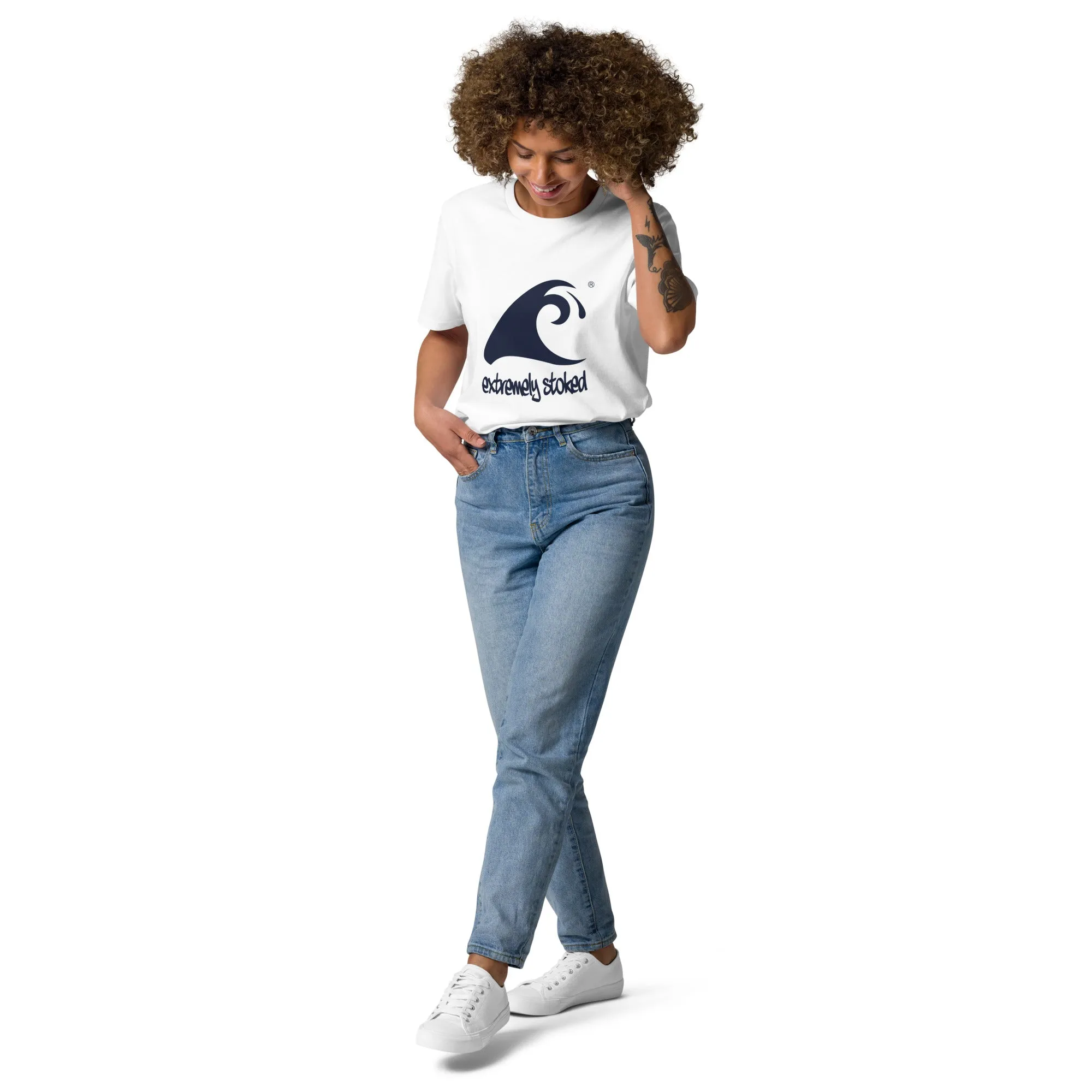 Extremely Stoked Epic Wave on White Organic Cotton T-Shirt