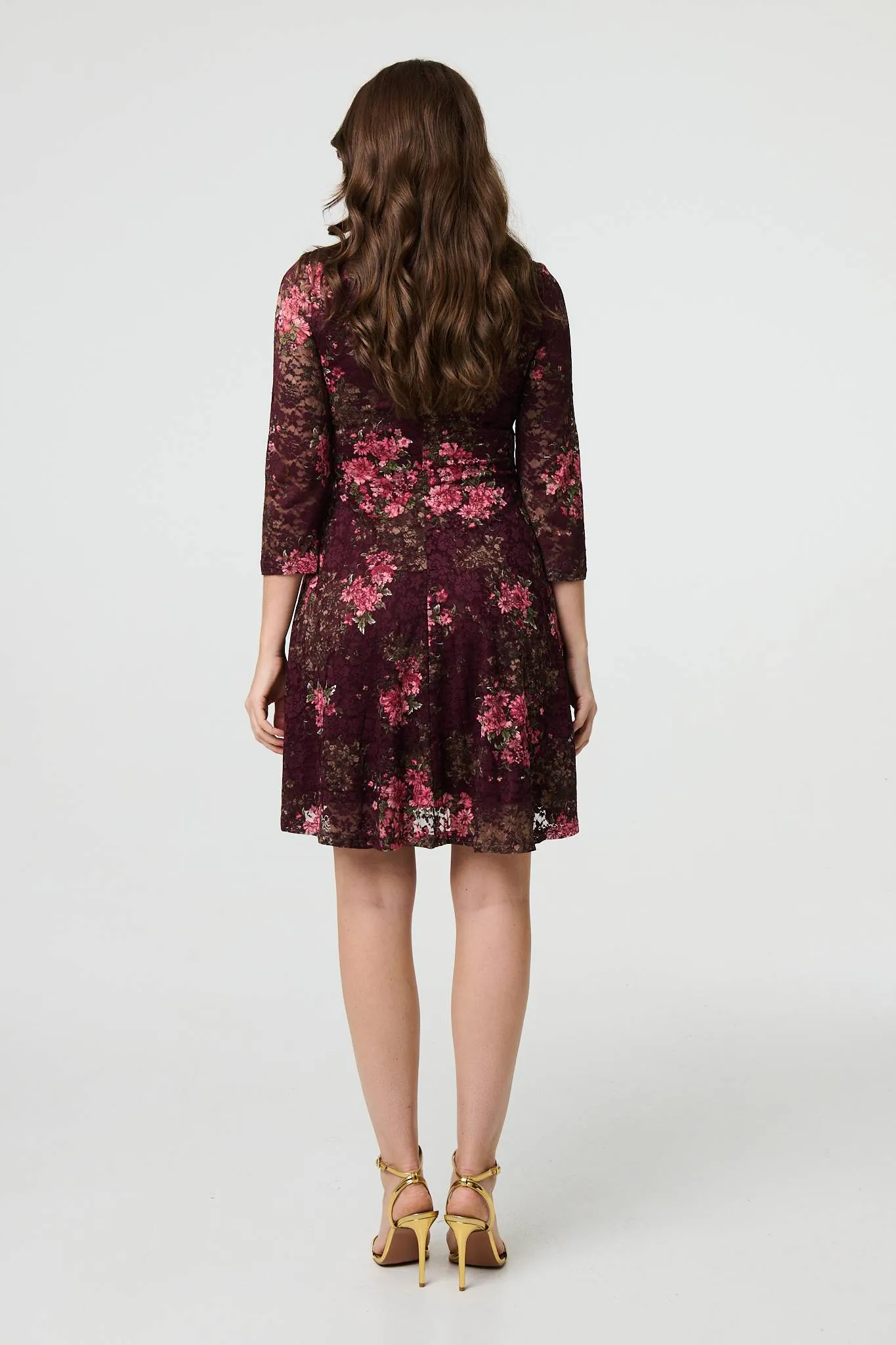 Floral Lace Layer Pleated Short Dress