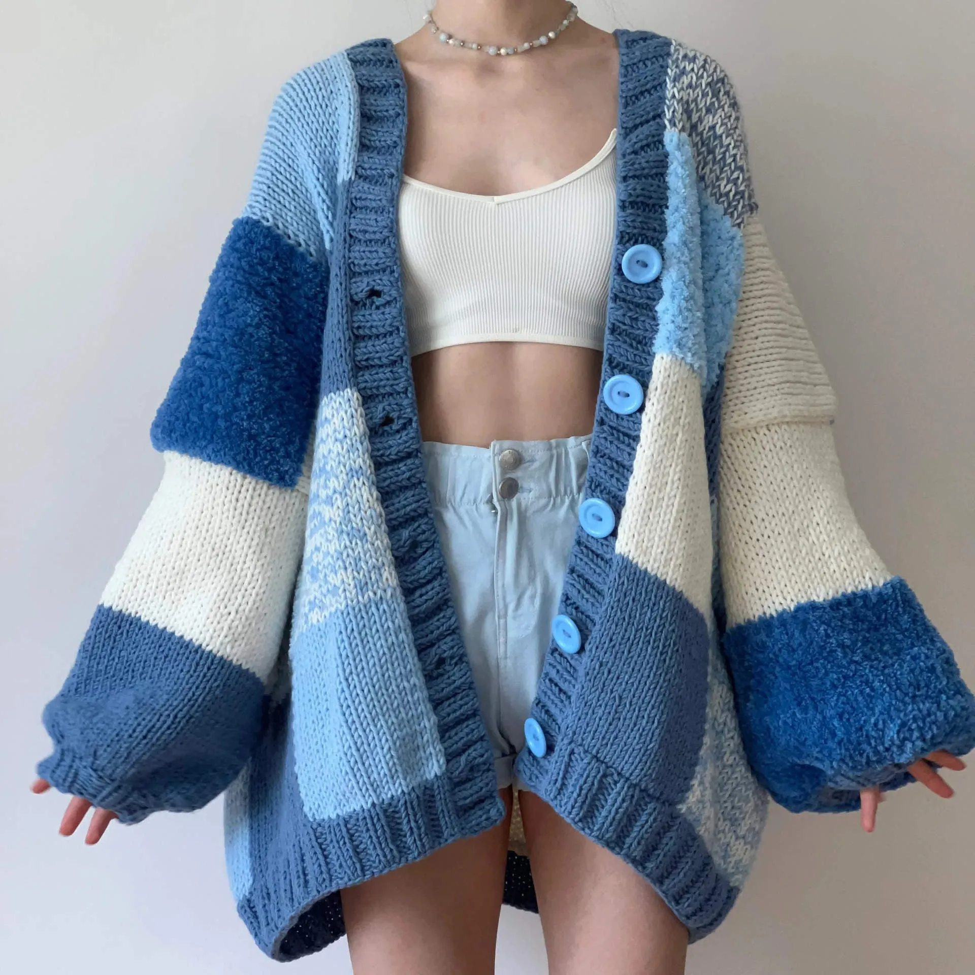 Flytonn-Fall Outfits Women Outwear Streetwear -women fall outfits high street ins style  fall outfits women 2024 Autumn and Winter New Women's Cardigan Color Matching Casual Loose All-Match Sweater Coat