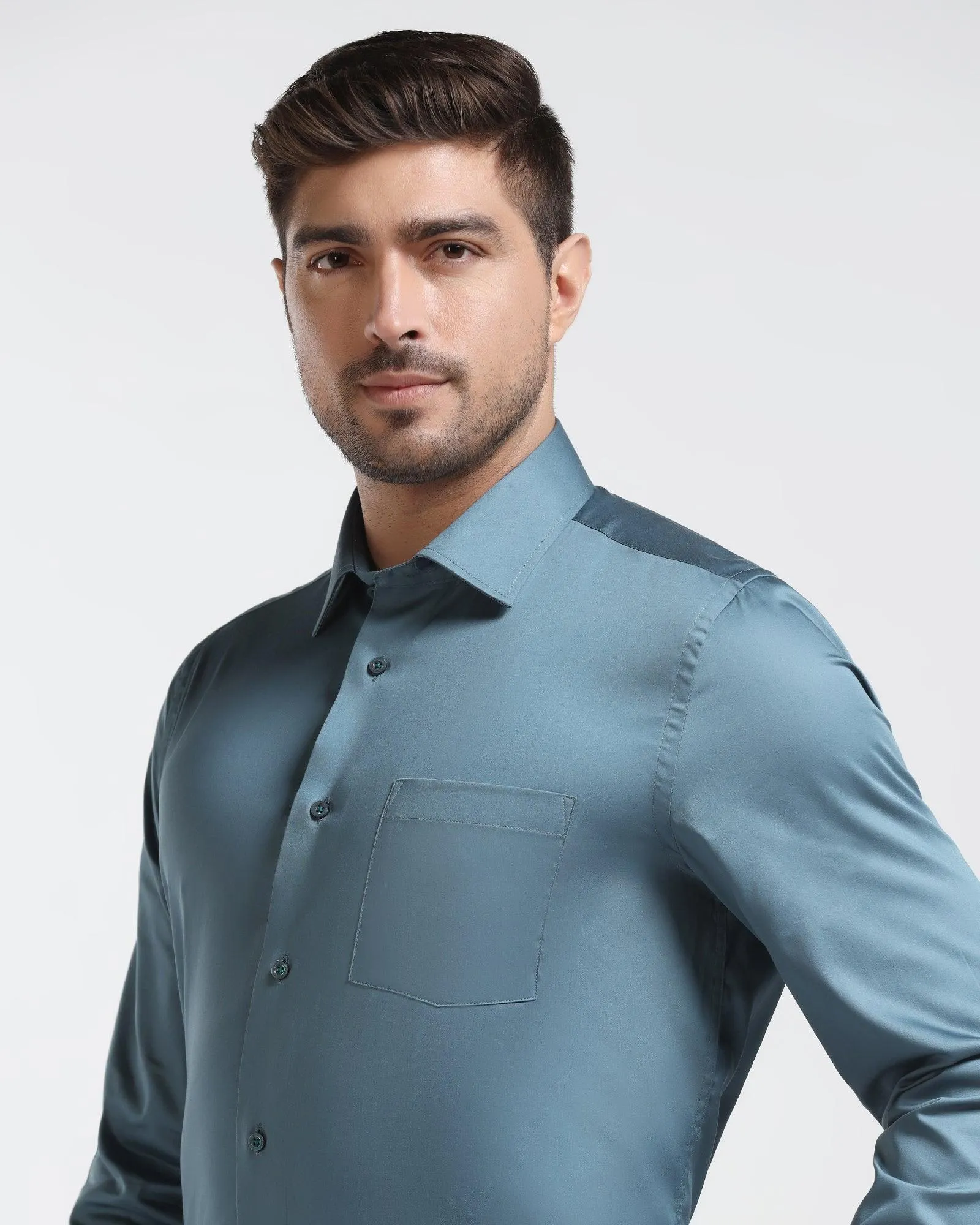 Formal Teal Solid Shirt - Simble