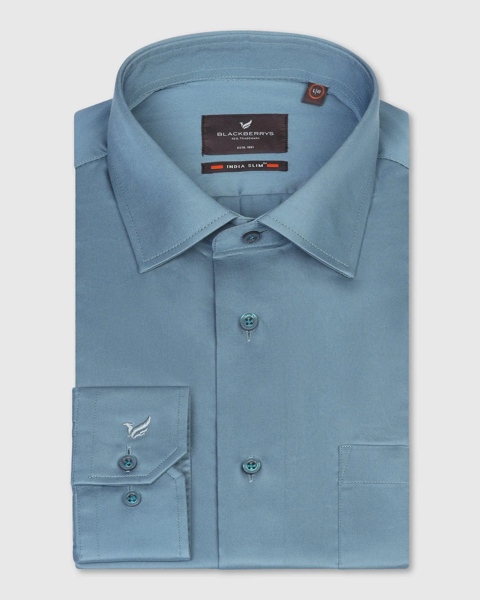 Formal Teal Solid Shirt - Simble