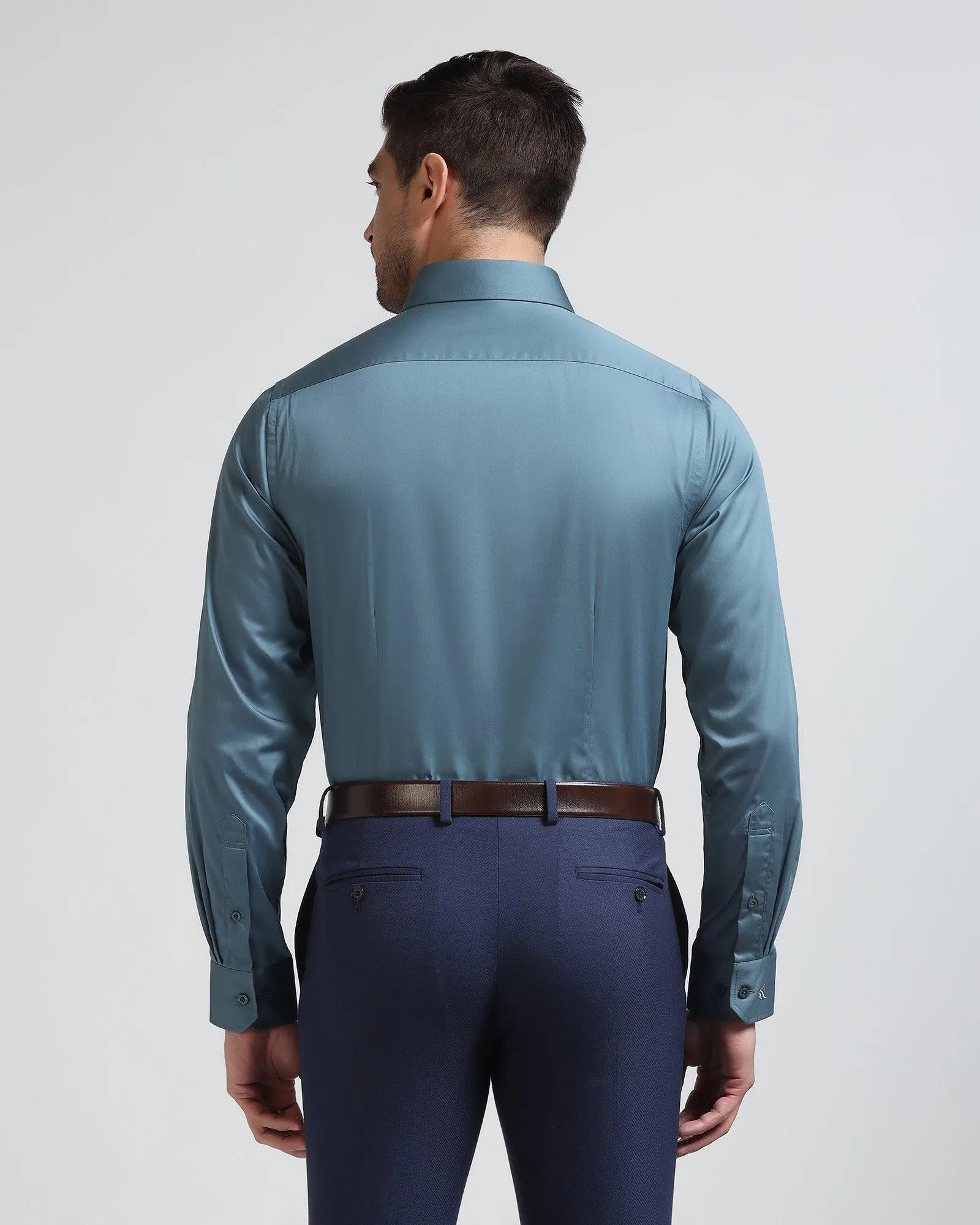 Formal Teal Solid Shirt - Simble