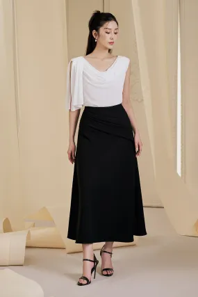 Frankie A-line Pleated Twill Ankle Length Skirt