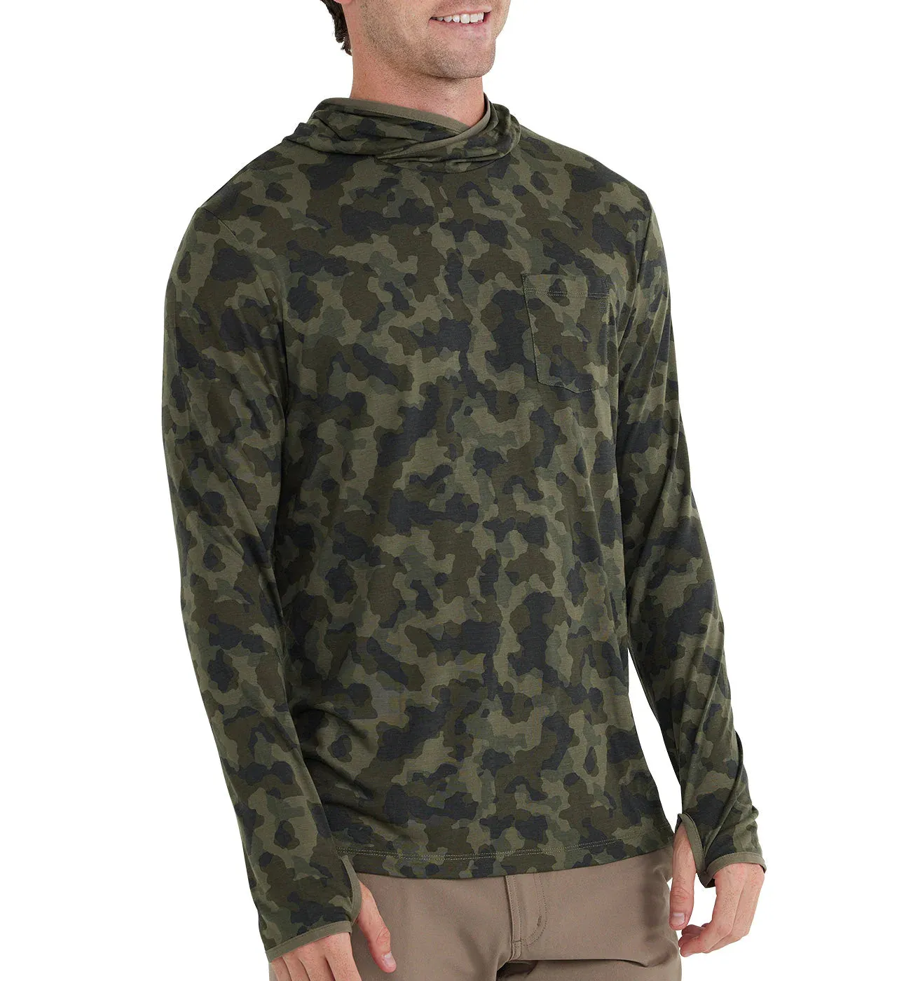 Free Fly Men's Bamboo Lightweight Hoodie in Marshland Camo