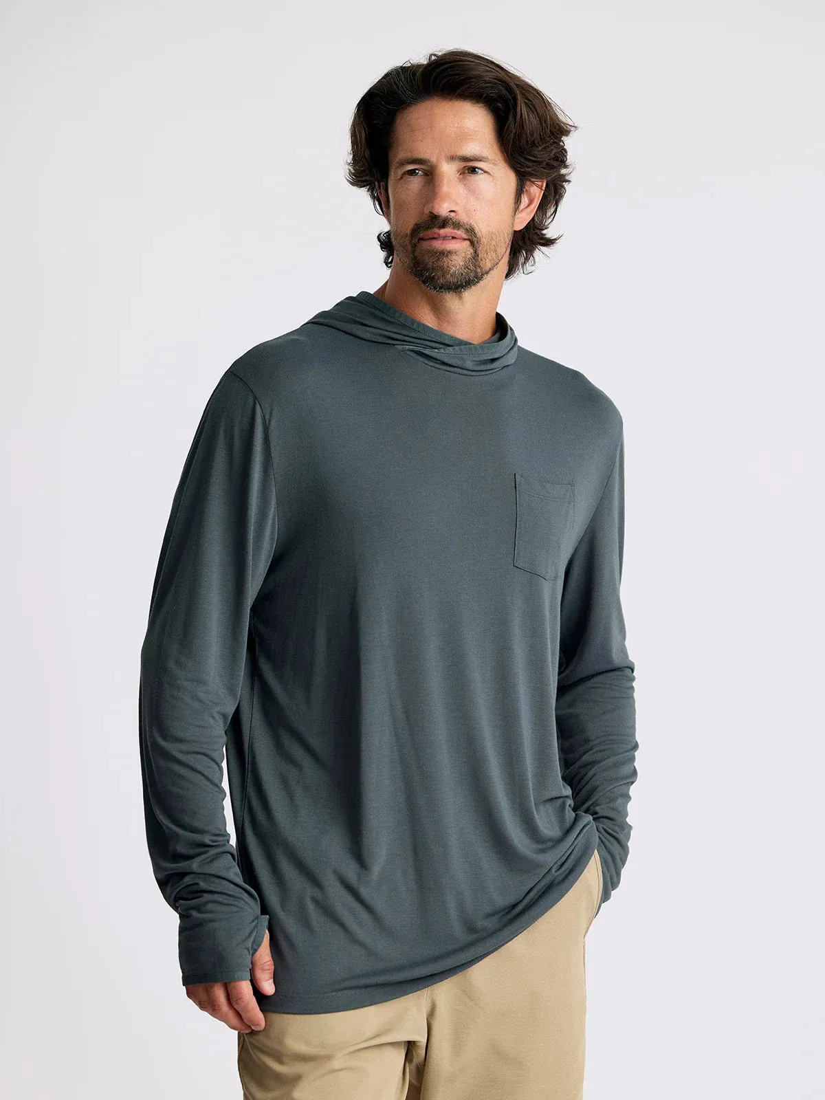 Free Fly Men's Bamboo Lightweight Hoodie in Midnight