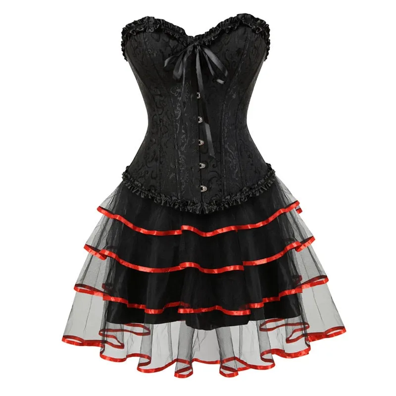 Funki Buys | Dresses | Women's Victorian Corset Dress 2Pcs Set