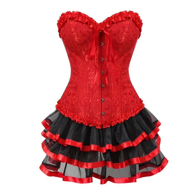 Funki Buys | Dresses | Women's Victorian Corset Dress 2Pcs Set