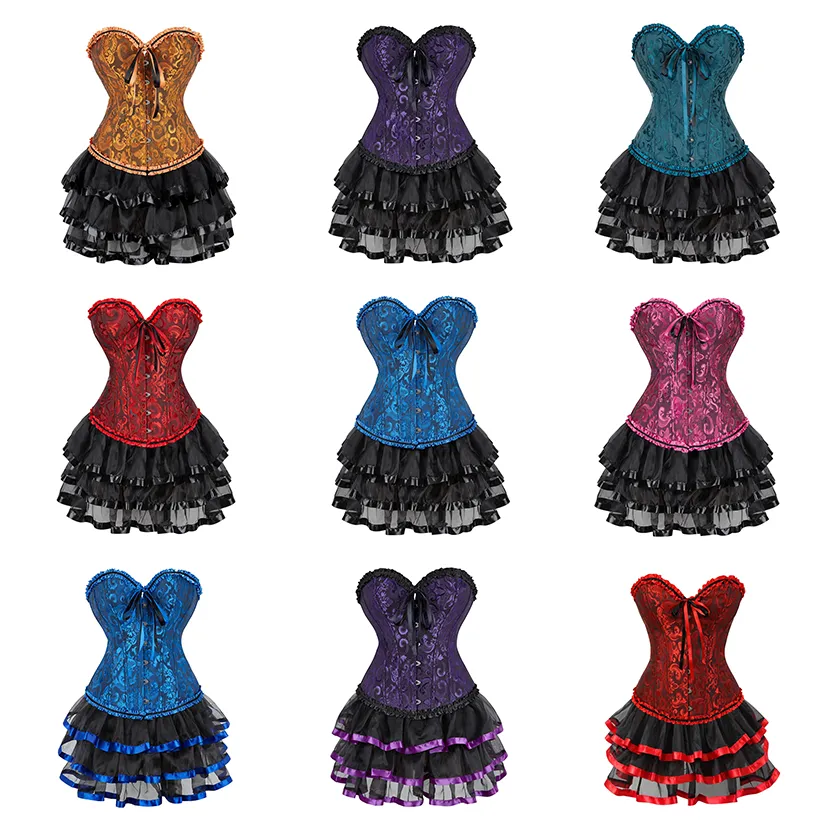 Funki Buys | Dresses | Women's Victorian Corset Dress 2Pcs Set