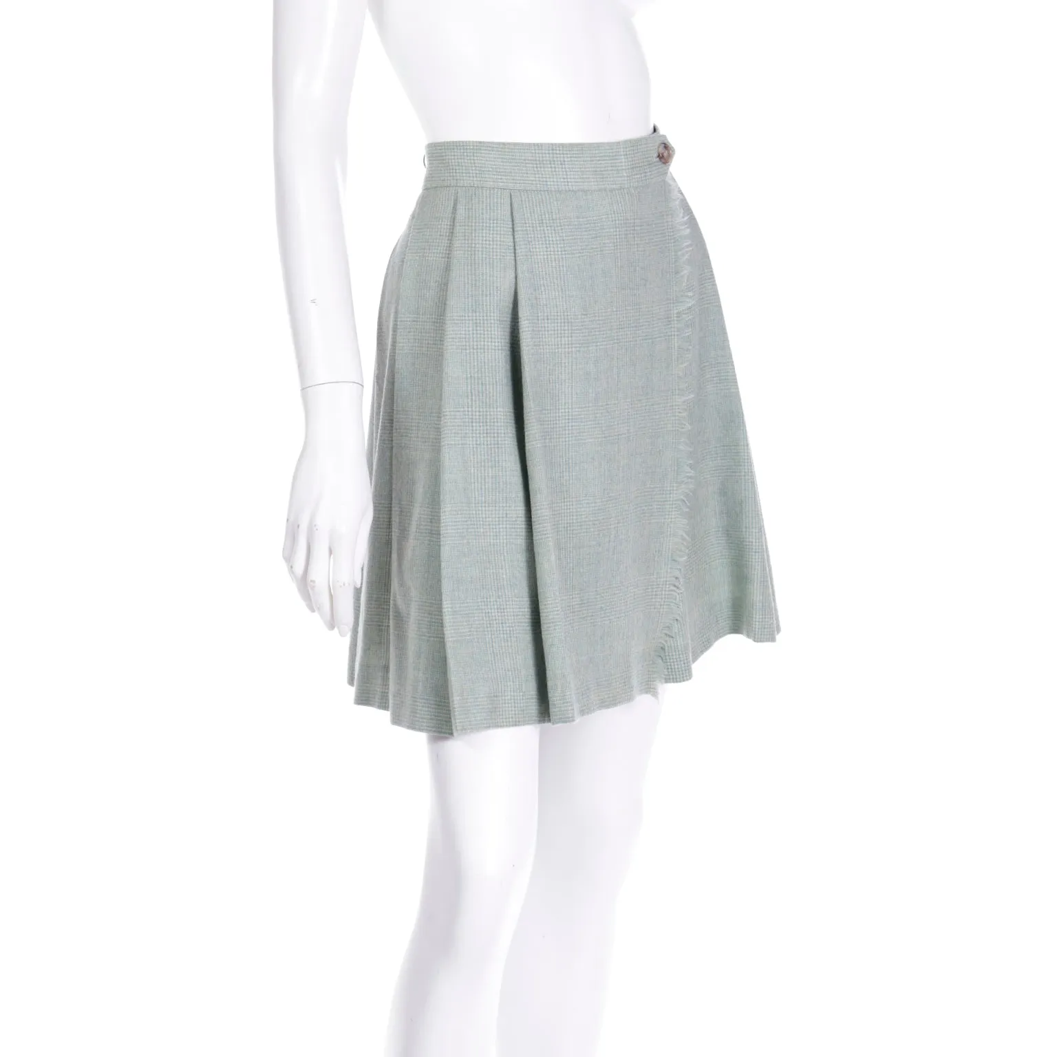 F/W 1991 Isaac Mizrahi Green Plaid Wrap Skort with Raw Edges