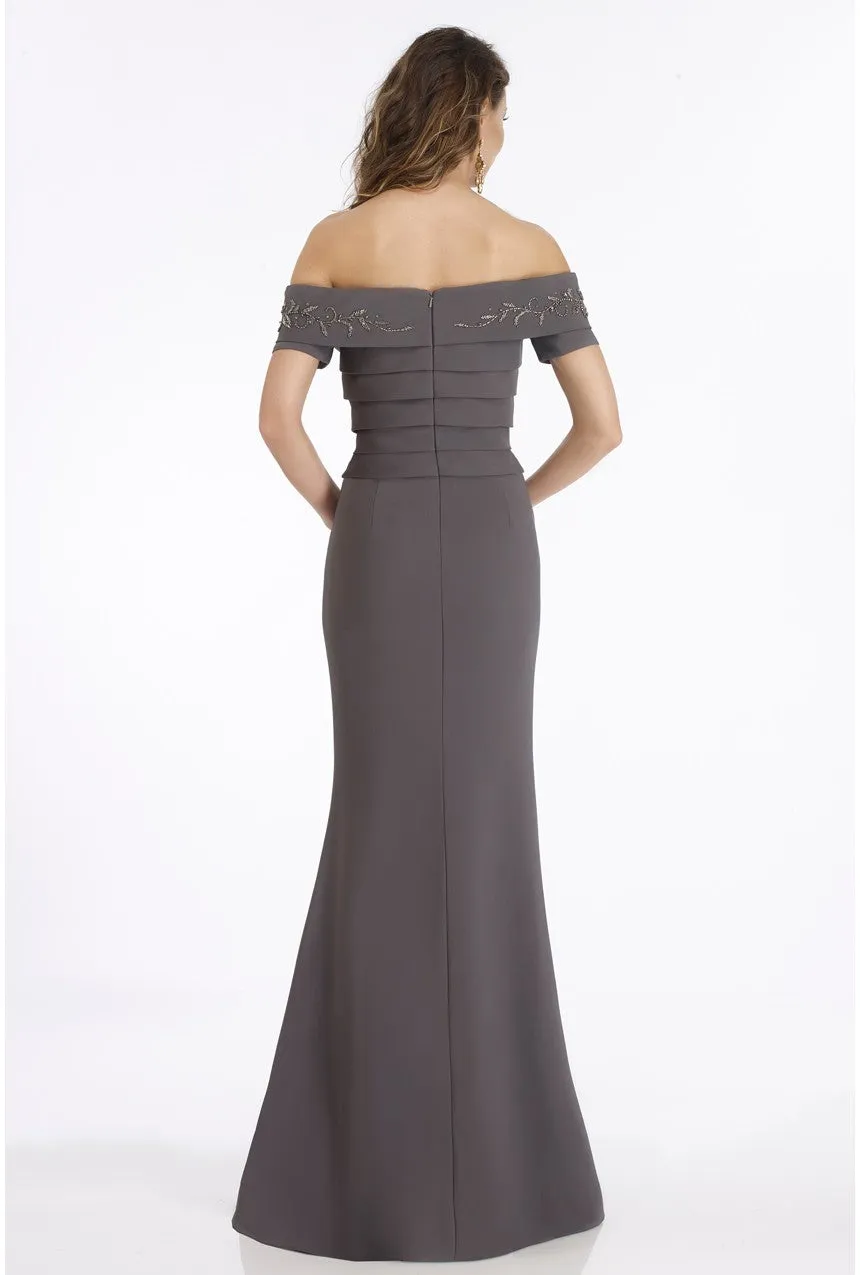 Gia Franco - 12916 - Off-The-Shoulder Evening Dress with Glittering Bead Embellishments