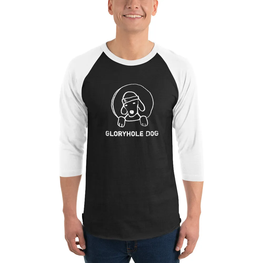 Gloryhole Dog Athletic Raglan Shirt with 3/4 Sleeve