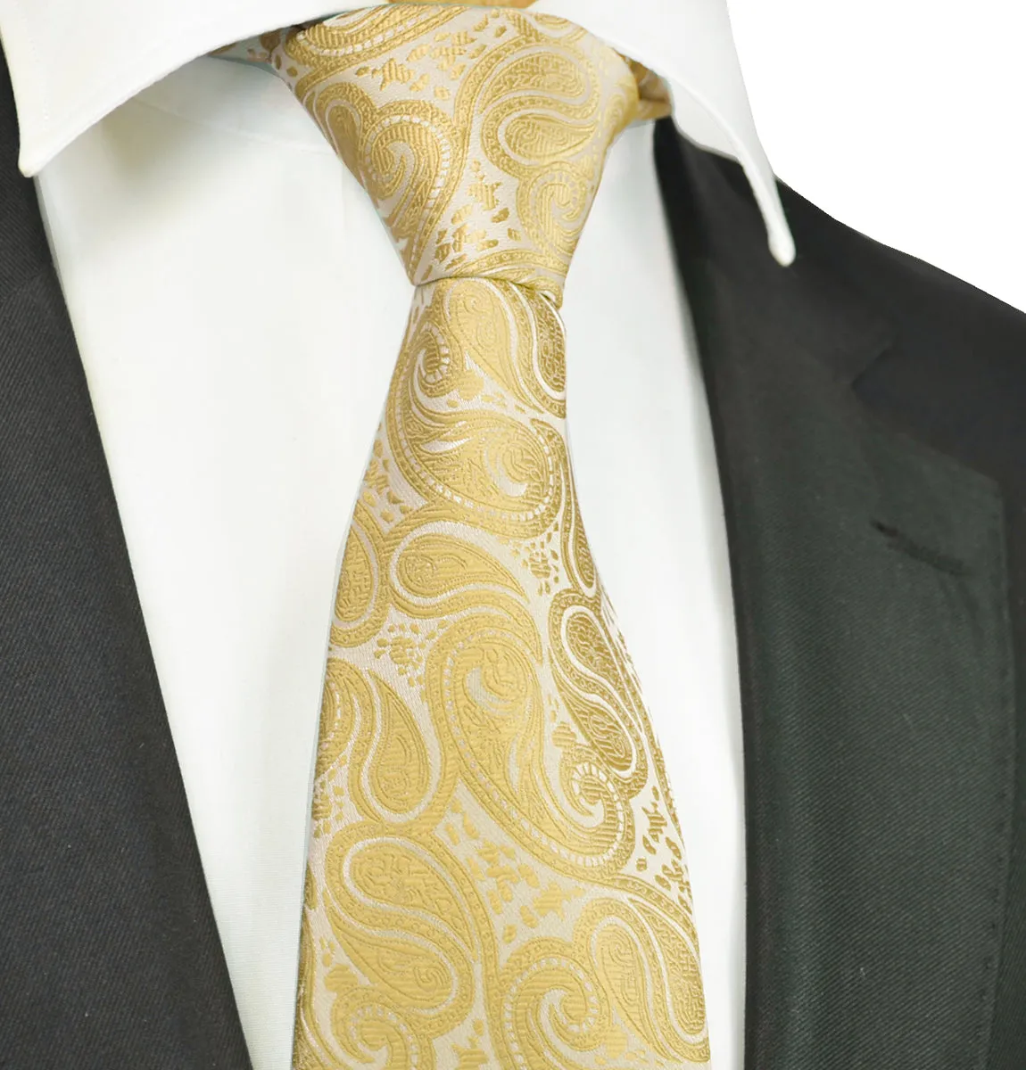 Glowing Gold Paisley Tuxedo Vest Set