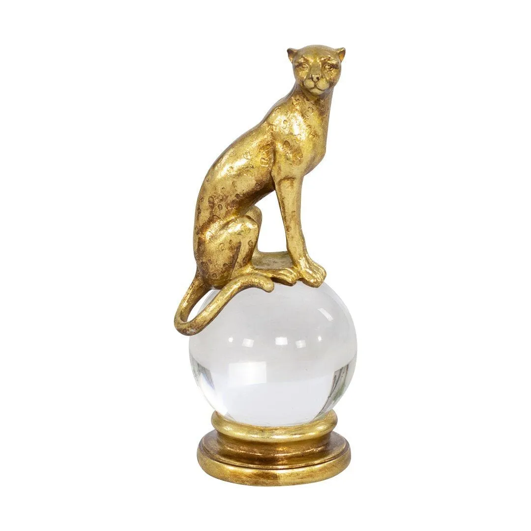 Gold Leopard & Crystal Ball Ornament