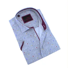 Grey Tri-Color Paisley Short Sleeve Shirt