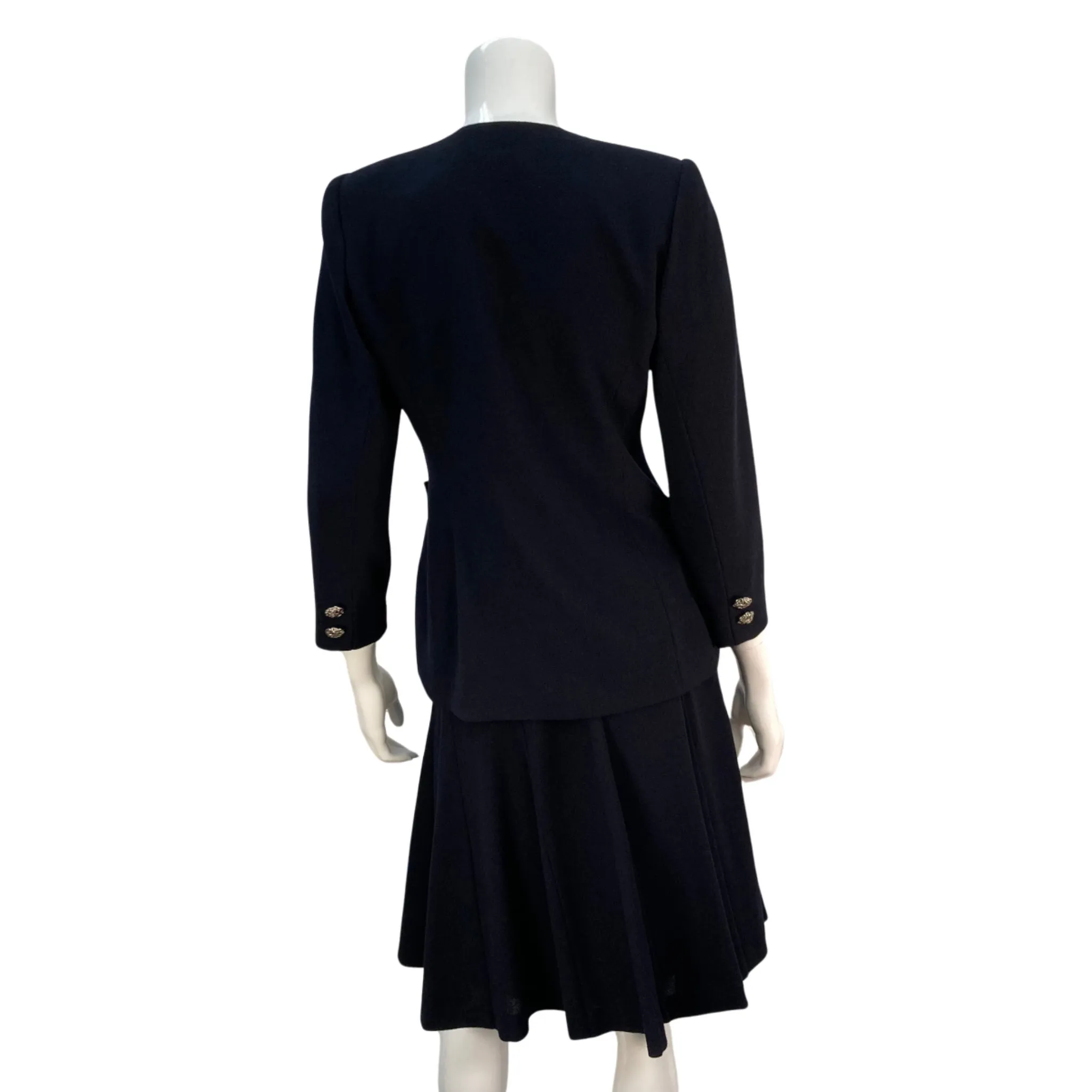 Hanae Mori Paris Navy Wool Vintage Skirt Suit