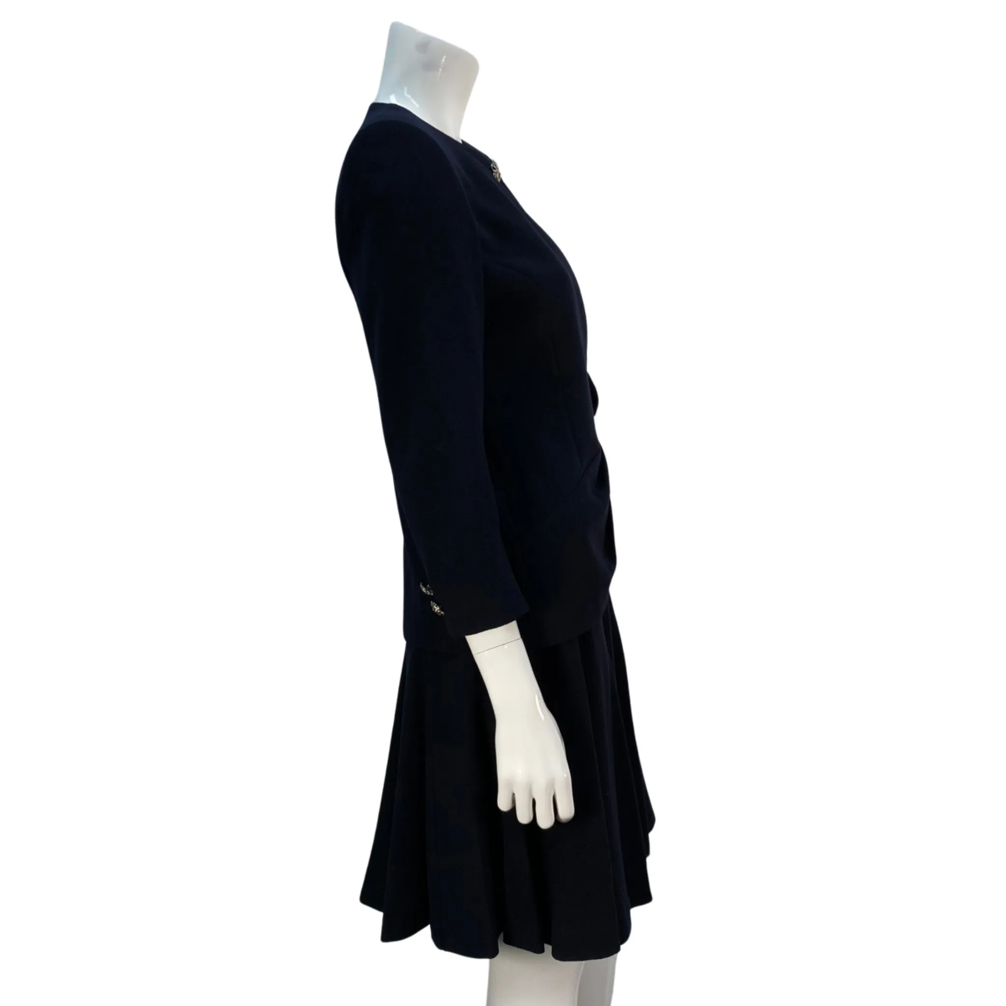 Hanae Mori Paris Navy Wool Vintage Skirt Suit