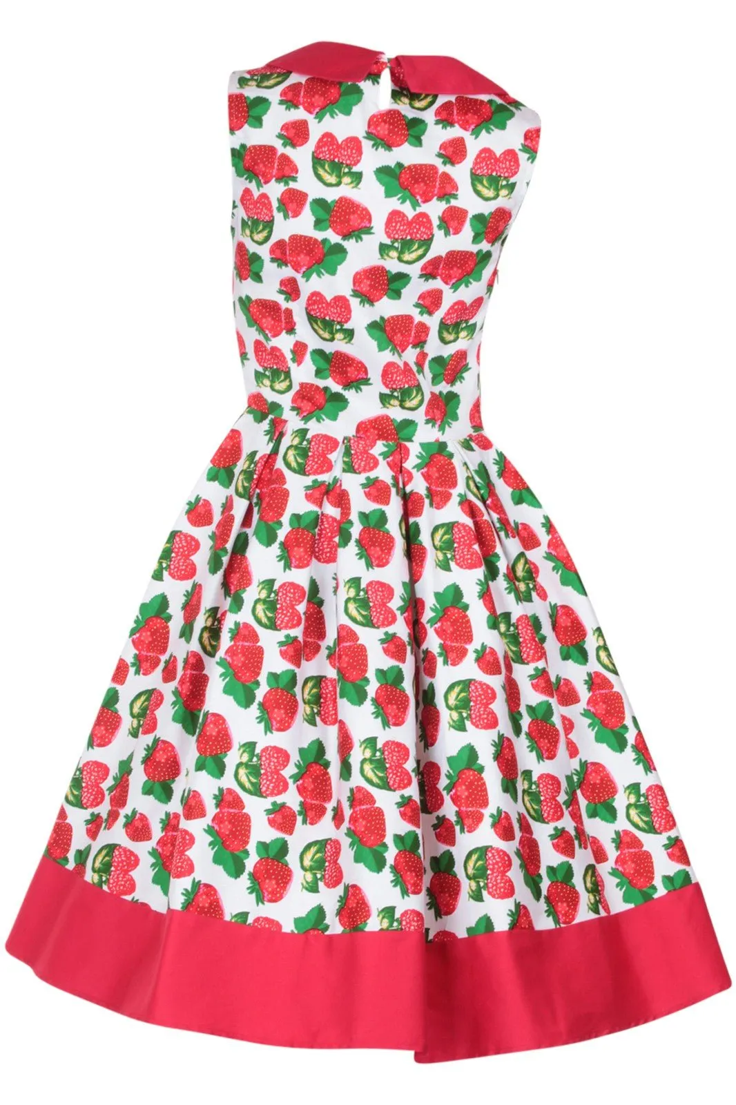 Hazel Vintage Inspired Swing Dress in White Strawberry