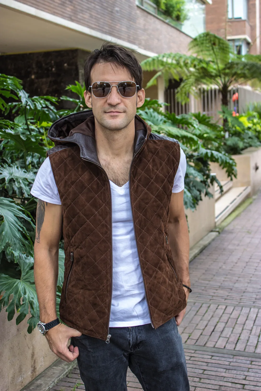 HD Suede  - Leather Vest in Brown