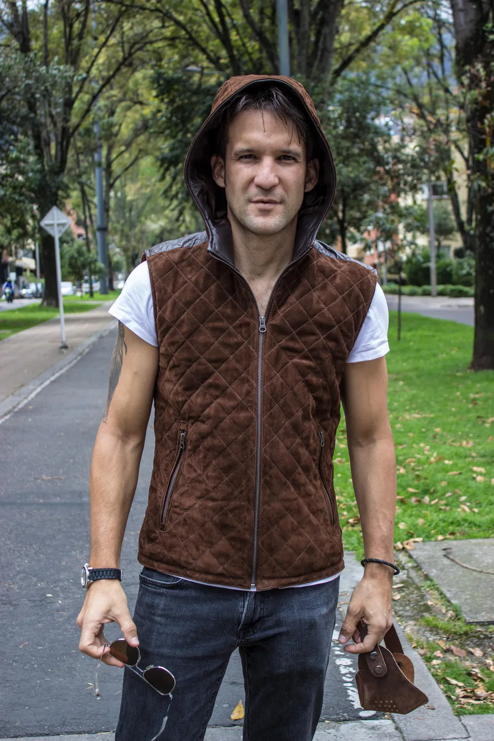 HD Suede  - Leather Vest in Brown