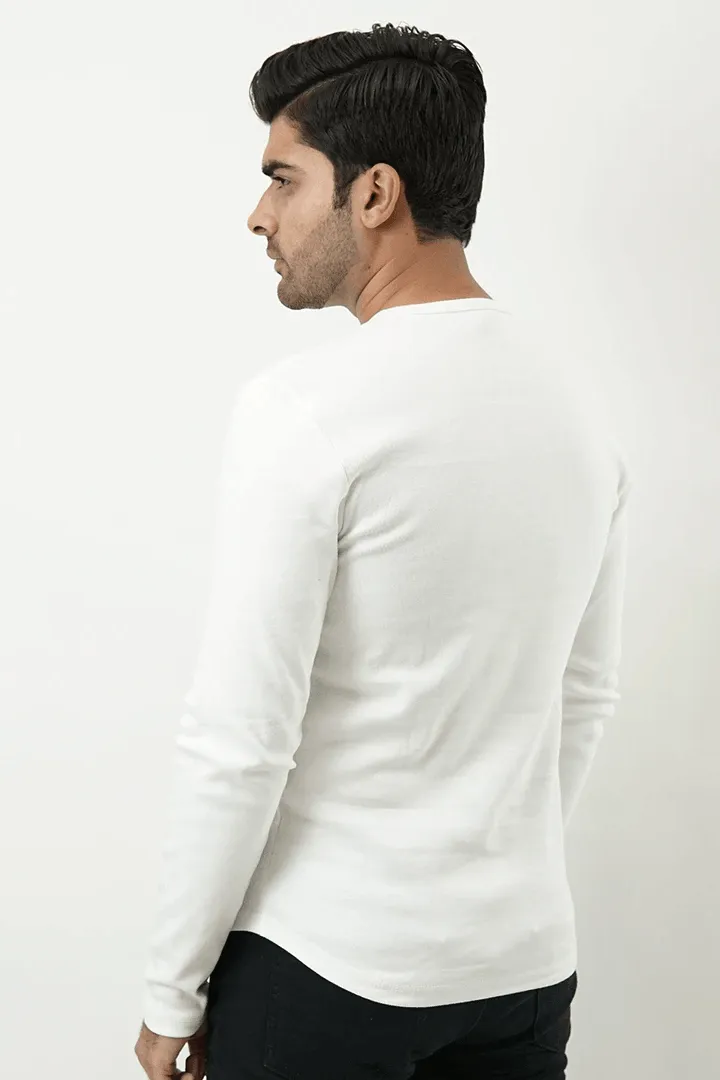 Henley Full Sleeves T-shirt - White