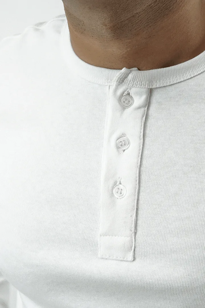 Henley Full Sleeves T-shirt - White