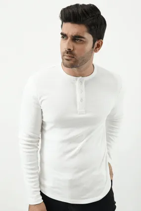 Henley Full Sleeves T-shirt - White