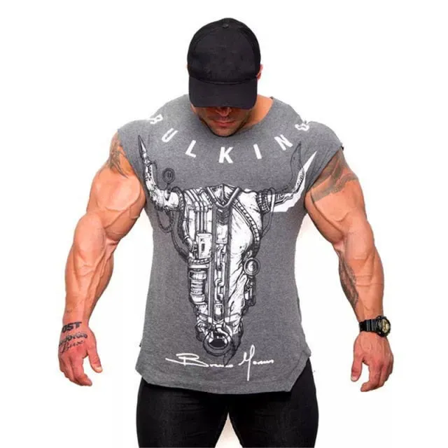 HETUAF new brand clothing gym tight T-shirt muscle fitness brother men's fitness T-shirt men's fitness summer top