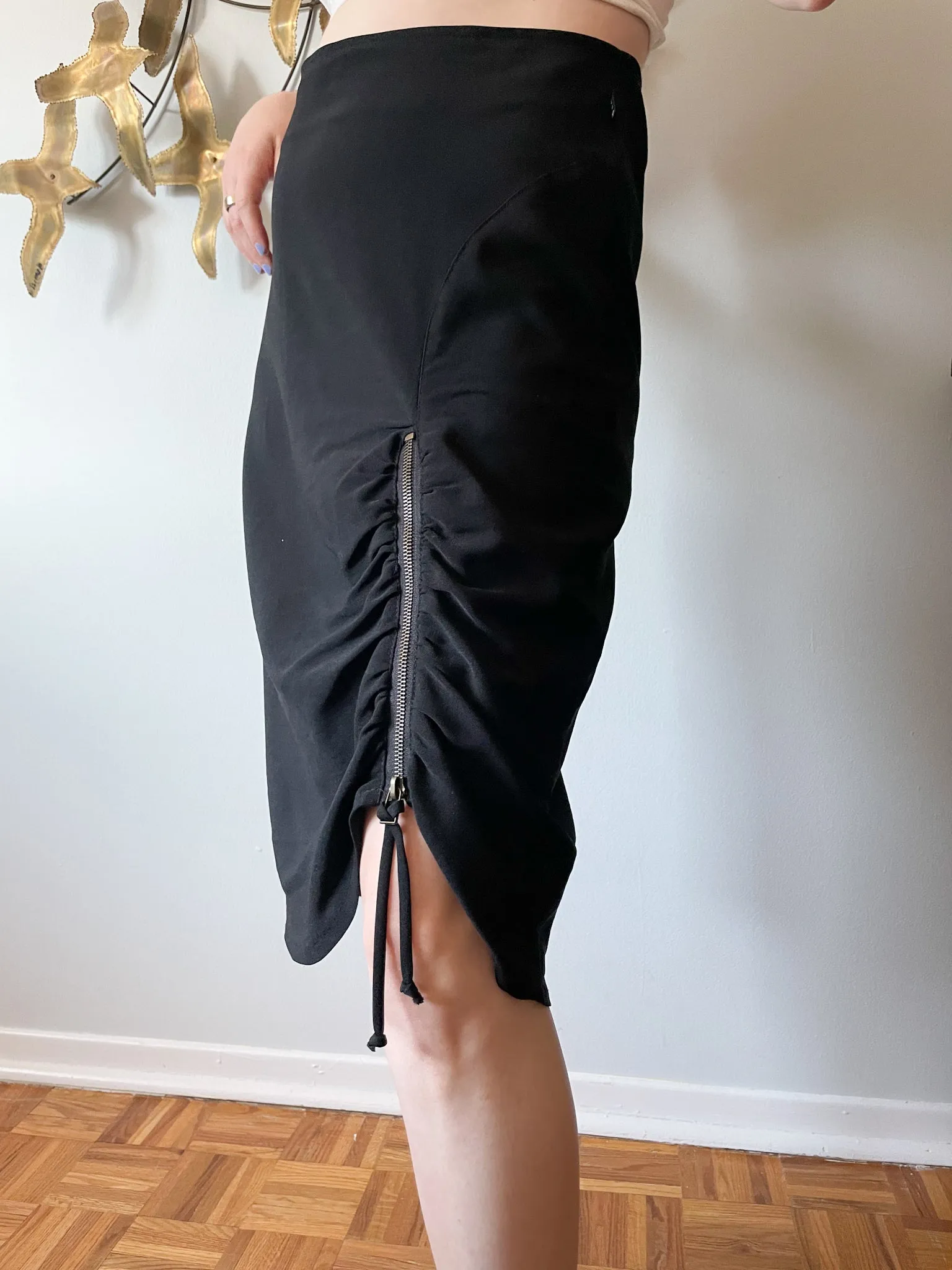 HKR Black Stretch Slit Pencil Skirt - Medium