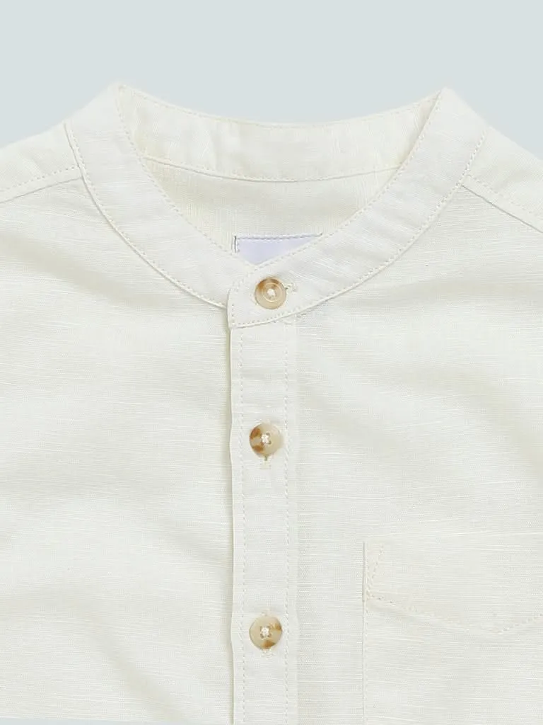 HOP Kids Solid White Relaxed Fit Shirt